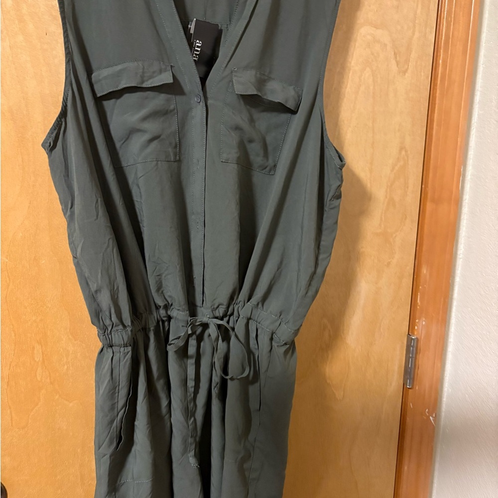 a.n.a Dark Green Sleeveless Jumpsuit